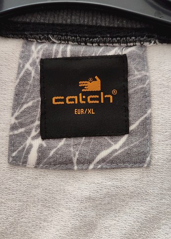 xl Beden Gri Batik Desenli Fermuarlı Erkek Sweatshirt