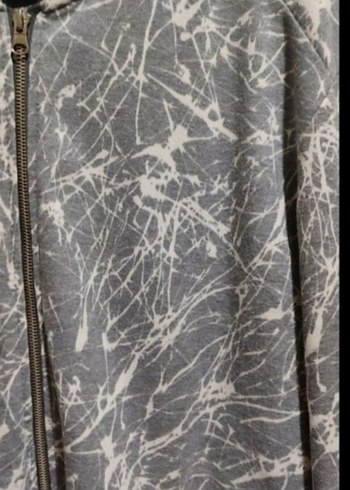 Diğer Gri Batik Desenli Fermuarlı Erkek Sweatshirt
