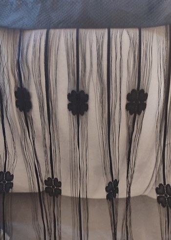 Nakışlı Gotik Siyah Tül Perde - Görsel 2