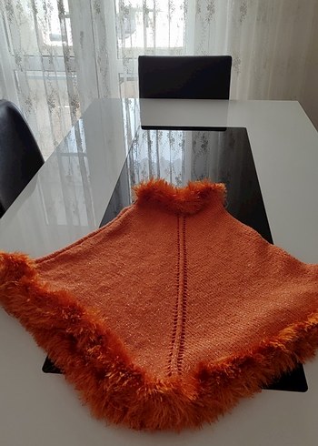 Kız Çocuk Turuncu Kürklü Bohem Panço - Görsel 3