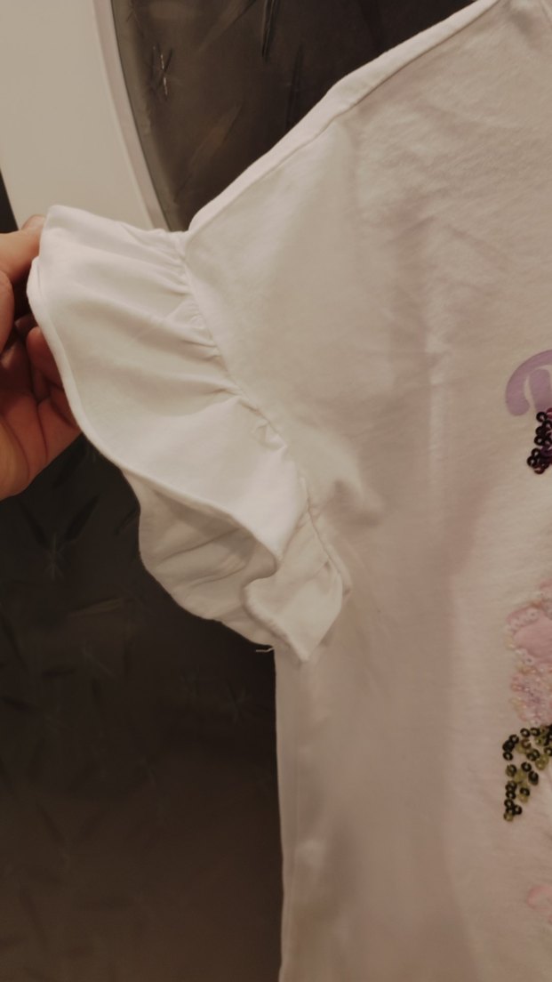 LC Waikiki Beyaz Kız Çocuk Payetli Baskılı Tişört - Görsel 5