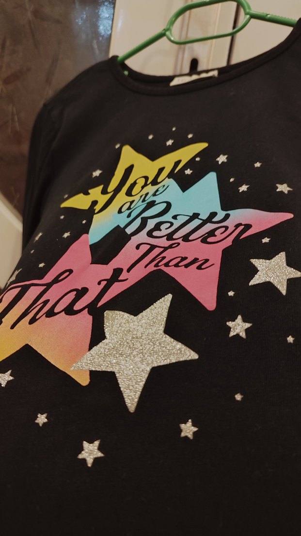 LC Waikiki Kız Çocuk Siyah Uzun Kollu Baskılı Tişört - Görsel 2