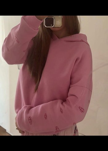 Diğer Pembe Kapüşonlu Kadın Sweatshirt