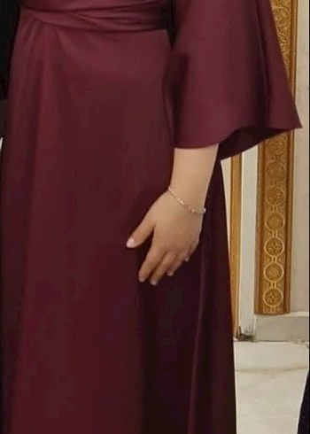 Bordo Uzun Kollu Drapeli Kadın Elbise - Görsel 7