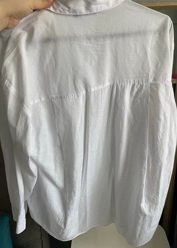 Kadın Beyaz Keten Düğmeli Gömlek - Görsel 3