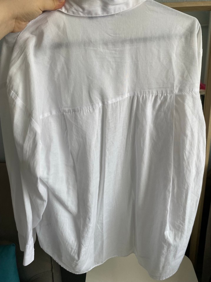 Kadın Beyaz Keten Düğmeli Gömlek - Görsel 3