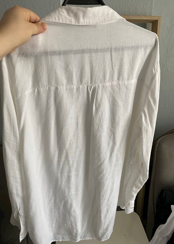 Beyaz Kadın Keten Gömlek - Görsel 3