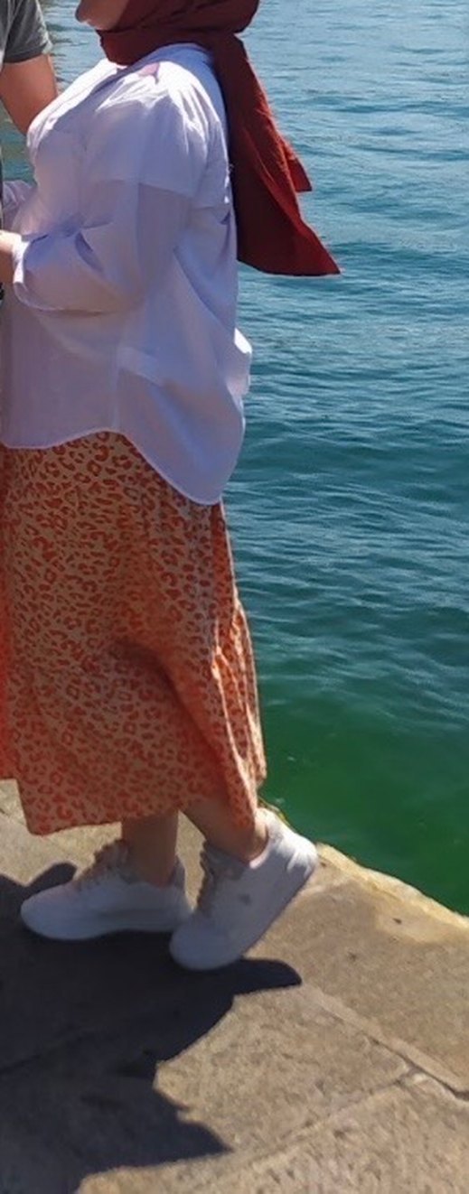 Turuncu Volanlı Bohem Midi Etek - Görsel 5