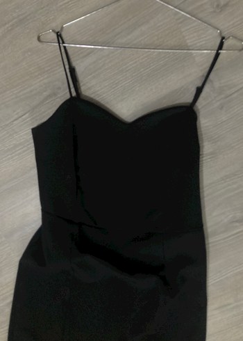 Siyah İnce Askılı Midi Elbise - Görsel 2