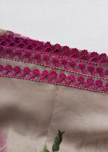 Dantel Detaylı Bohem Pembe Kadın tülbent - Görsel 4