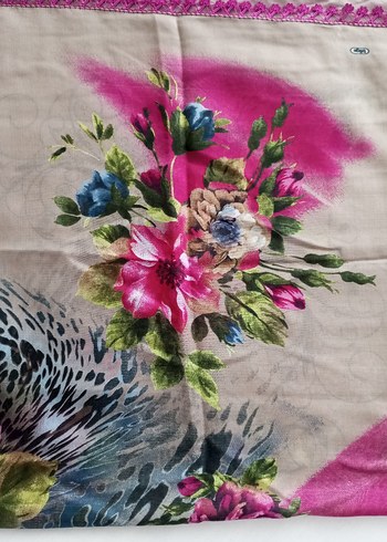 Dantel Detaylı Bohem Pembe Kadın tülbent - Görsel 3