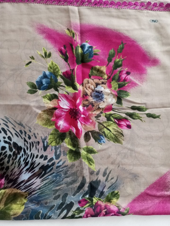 Dantel Detaylı Bohem Pembe Kadın tülbent - Görsel 3