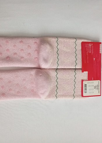 Kız Çocuk Pembe Desenli Ev Çorabı - Görsel 2