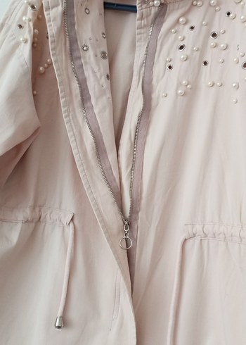 Nakışlı Bej Kadın Keten Ceket - Görsel 7