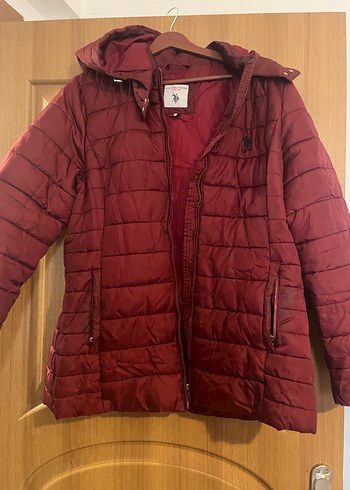 U.S Polo Assn. Bordo Fermuarlı Kadın Mont