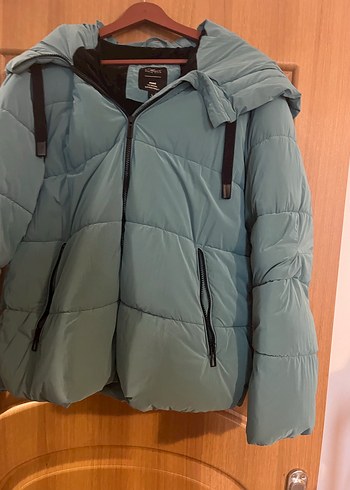 xl Beden Fermuarlı mavi Kadın Mont