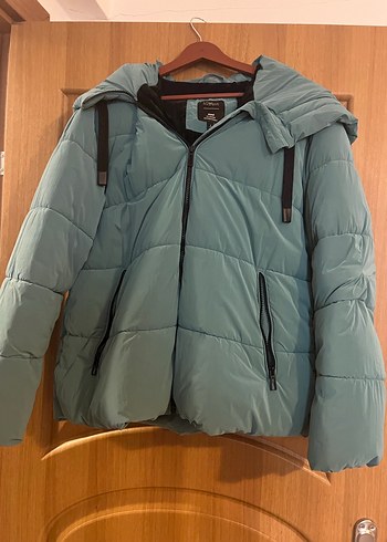 Fermuarlı mavi Kadın Mont