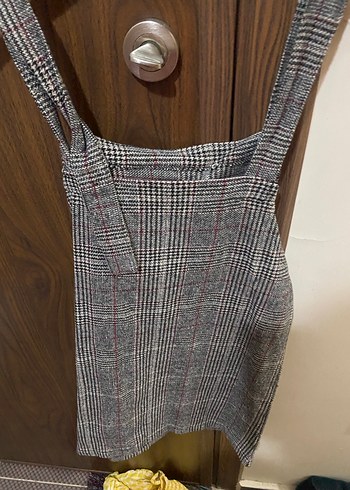 Gri Düğmeli Kadın Kaşe  Salopet - Görsel 3