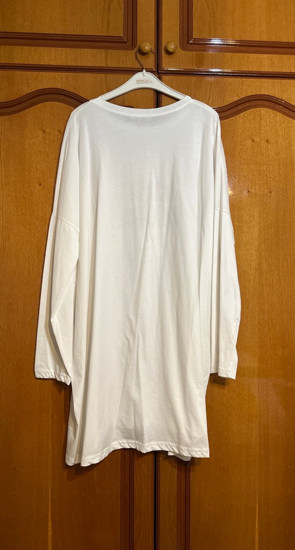 Beyaz Rahat Kesim Tişört - Görsel 2