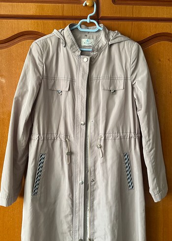 Bej Uzun Düğmeli Pardesü - Görsel 4