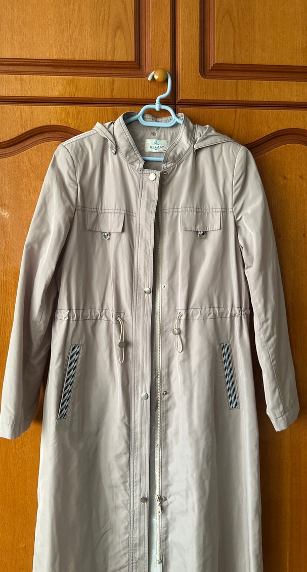 Bej Uzun Düğmeli Pardesü - Görsel 4