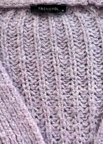 Düğmeli Mor Triko Kadın Hırka - Görsel 2