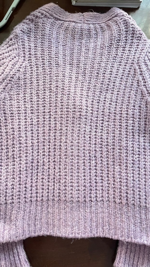 Düğmeli Mor Triko Kadın Hırka - Görsel 3