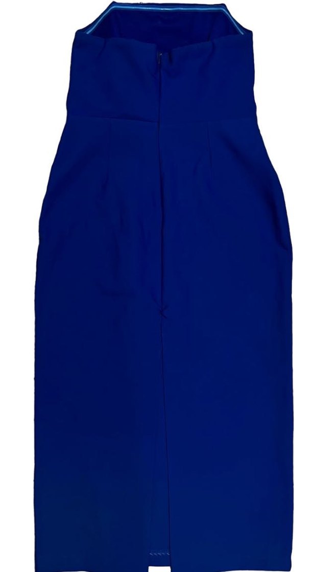 TRENDYOLMİLLA Saks Straplez Parlak Abiye Elbise - Görsel 2