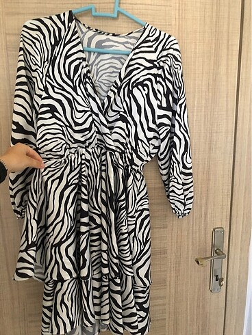 Zebra desenli mini elbise