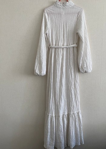 Beyaz Bohem Uzun Elbise - Görsel 5