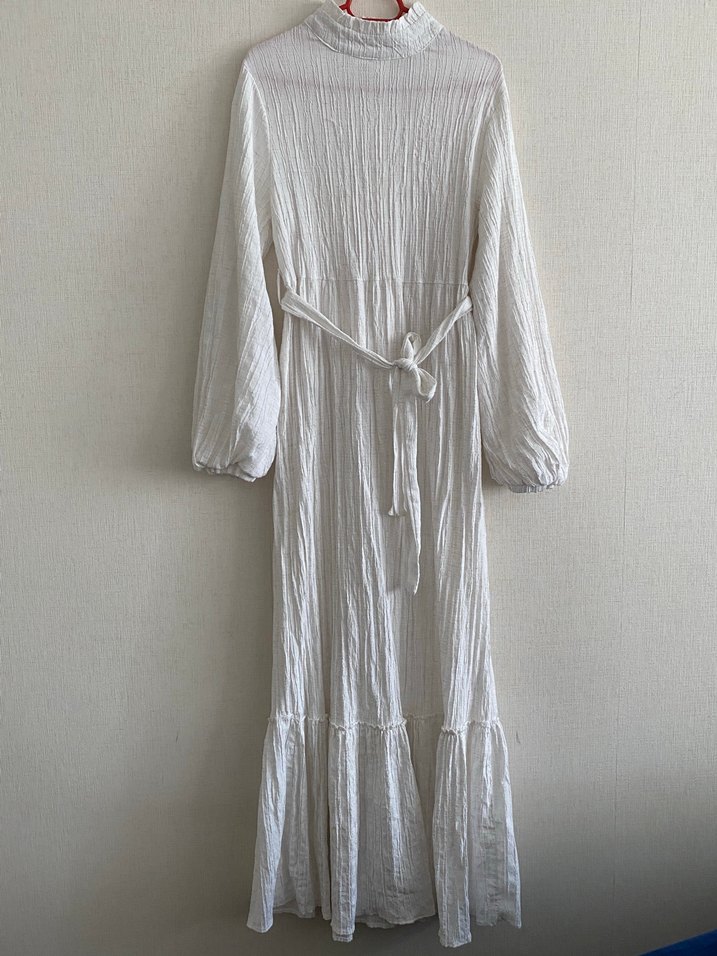 Beyaz Bohem Uzun Elbise - Görsel 4