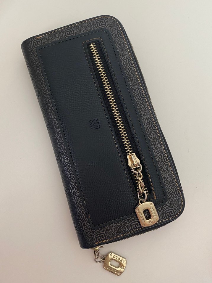 Polo Siyah Desenli Fermuarlı Kadın Cüzdanı - Görsel 2