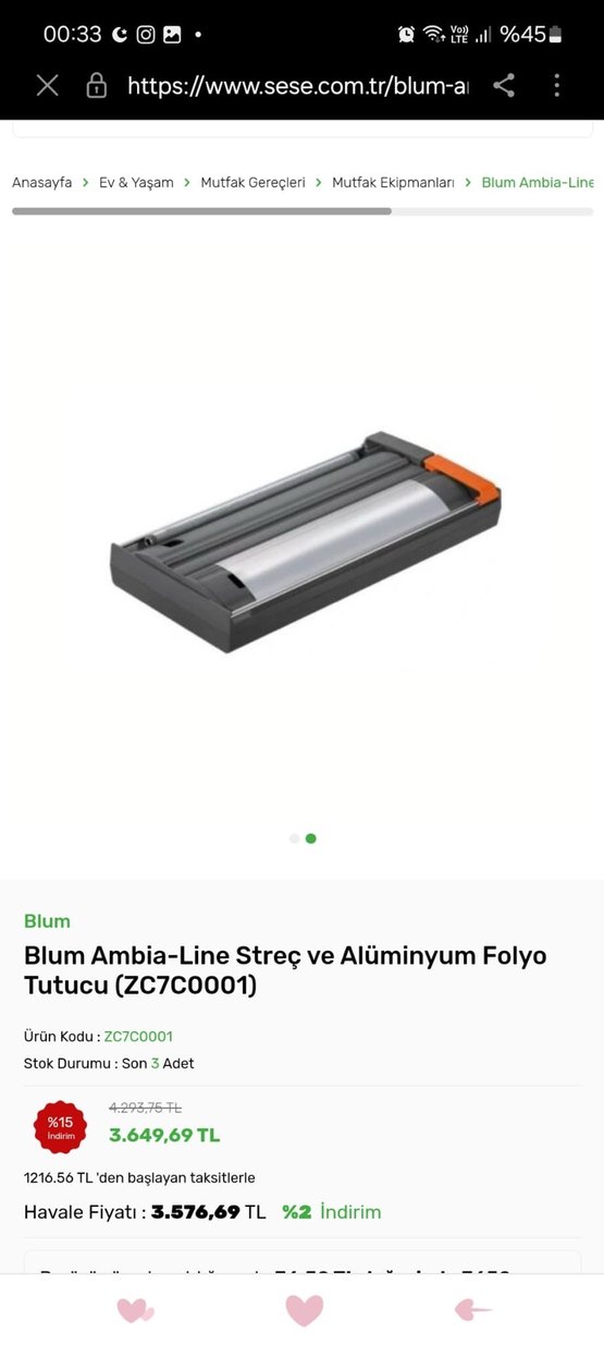 Blum Ambia Line Alüminyum Folyo Tutucu ve Kesici - Görsel 2