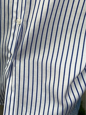 Mavi Çizgili Oversized Gömlek - Görsel 3