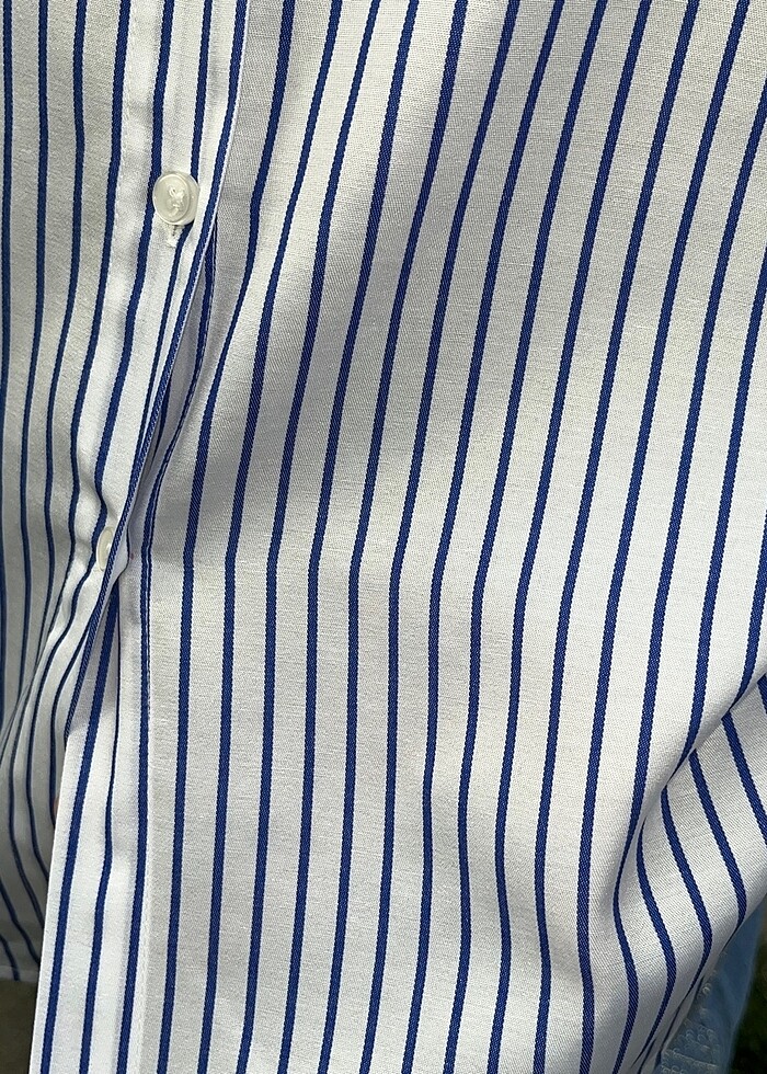 Mavi Çizgili Oversized Gömlek - Görsel 3
