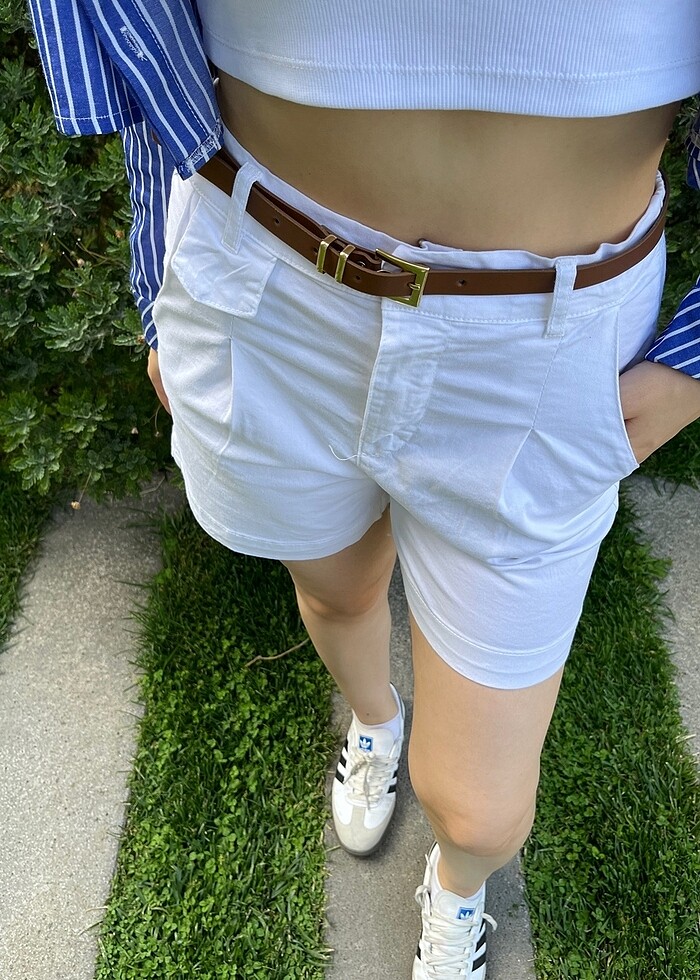 Beyaz Chino Şort Bedenleri Mevcut - Görsel 2