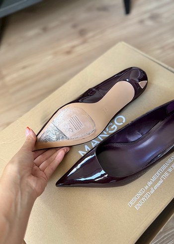 38 Beden bordo Renk Parlak Bordo Stiletto Topuklu Kadın Ayakkabı
