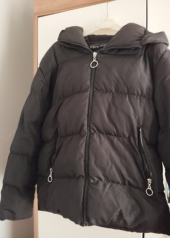 Fermuarlı Siyah Kadın Kışlık Mont