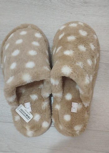 Bej Leopar Desenli Kadın Ev Terliği
