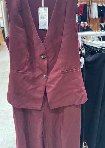 Bordo Düğmeli Kadın Yelek