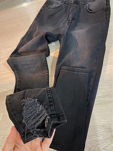 Diğer Siyah Modern Paça Detaylı Pantolon