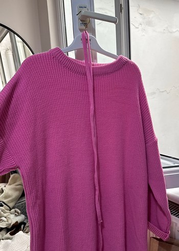 Pembe Oversize Triko Kadın Kazak