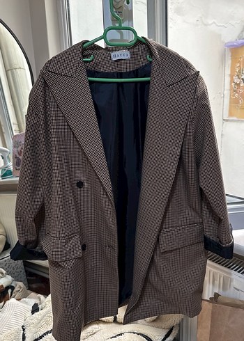 Düğmeli Kahverengi Kadın Midi Blazer