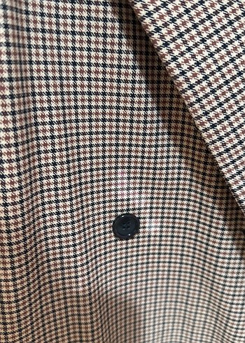 diğer Beden Düğmeli Kahverengi Kadın Midi Blazer