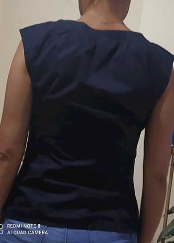 m Beden Siyah bisiklet Yaka Kolsuz Kadın Bluz