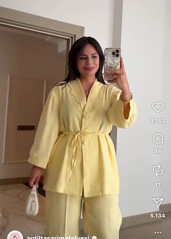 Sarı Mini Kadın Takım Elbise