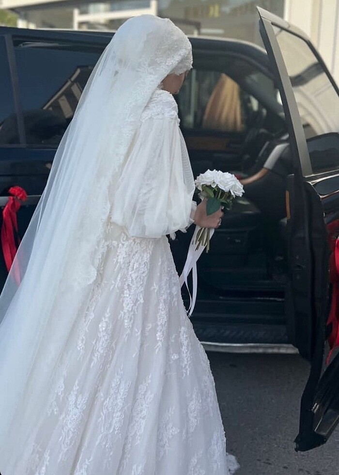 tesettür fransiz dantel gelinlik - Görsel 2