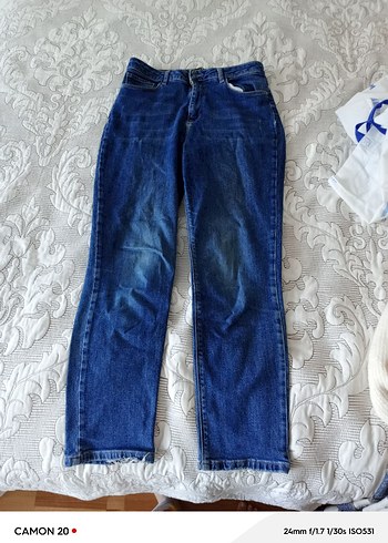 40 Beden Mavi Normal Boy Kadın Denim Jean