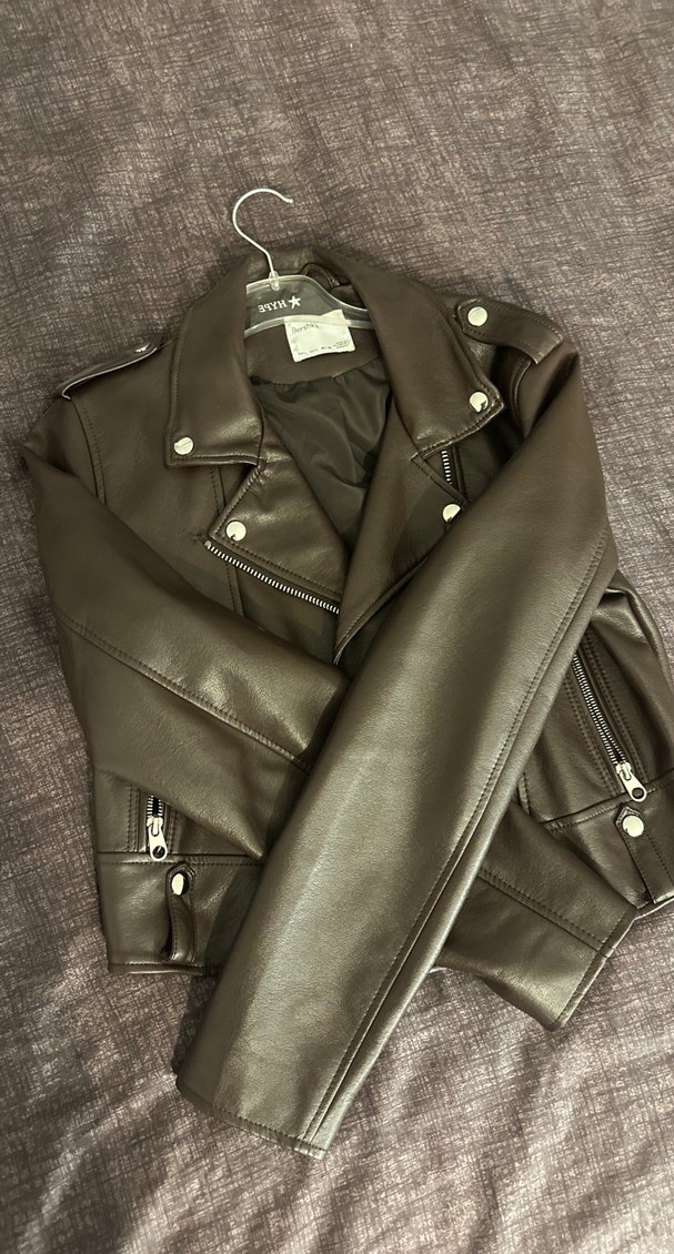 Deri Kahverengi Bershka Deri Ceket - Görsel 2