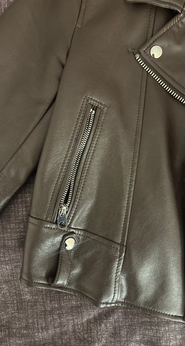 Deri Kahverengi Bershka Deri Ceket - Görsel 3